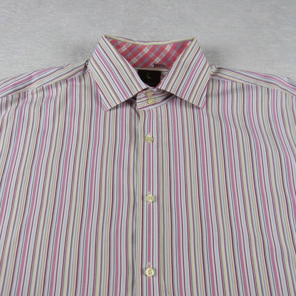 Tailorbyrd Button Down Shirt Mens XXL Multi Color Striped Long Sleeve